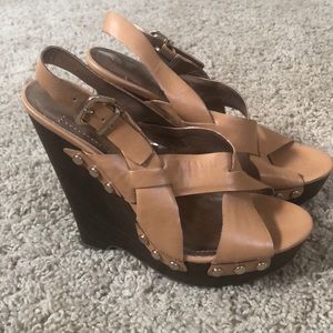 BCBGeneration Brown and tan wedges